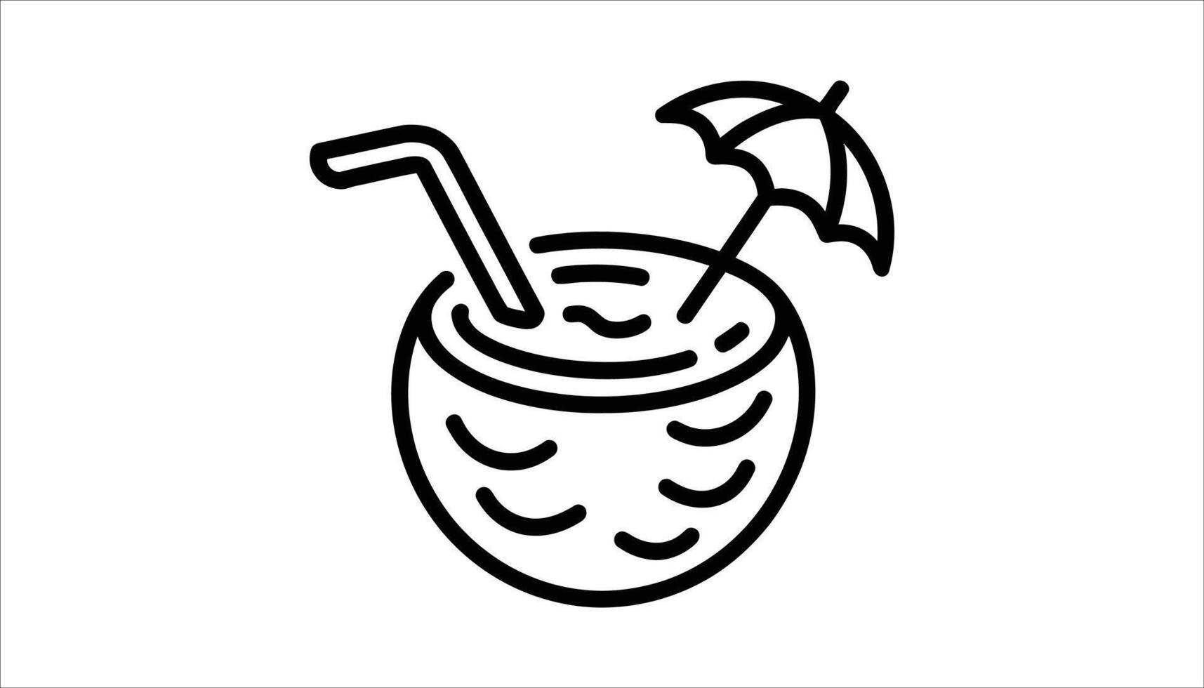 Tropical Coconut Drink with Straw and Umbrella Icon for Summer vector