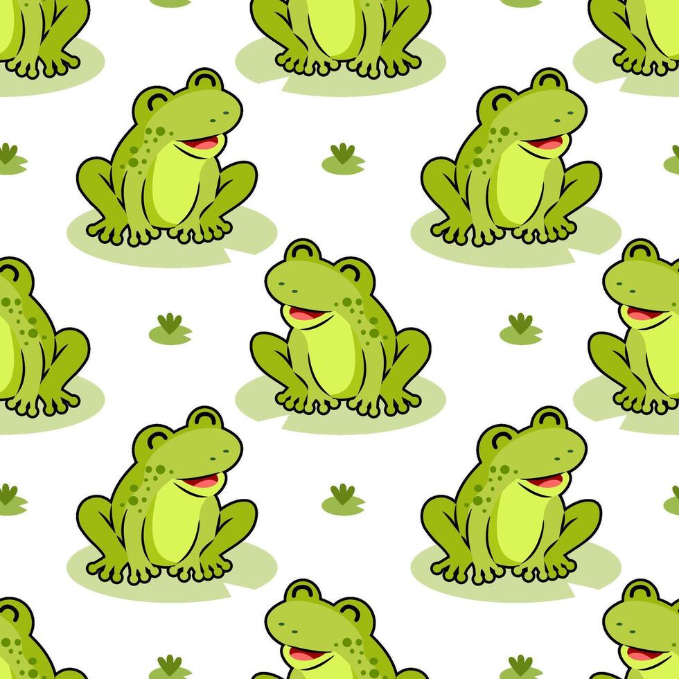 cute frog seamless pattern design vector