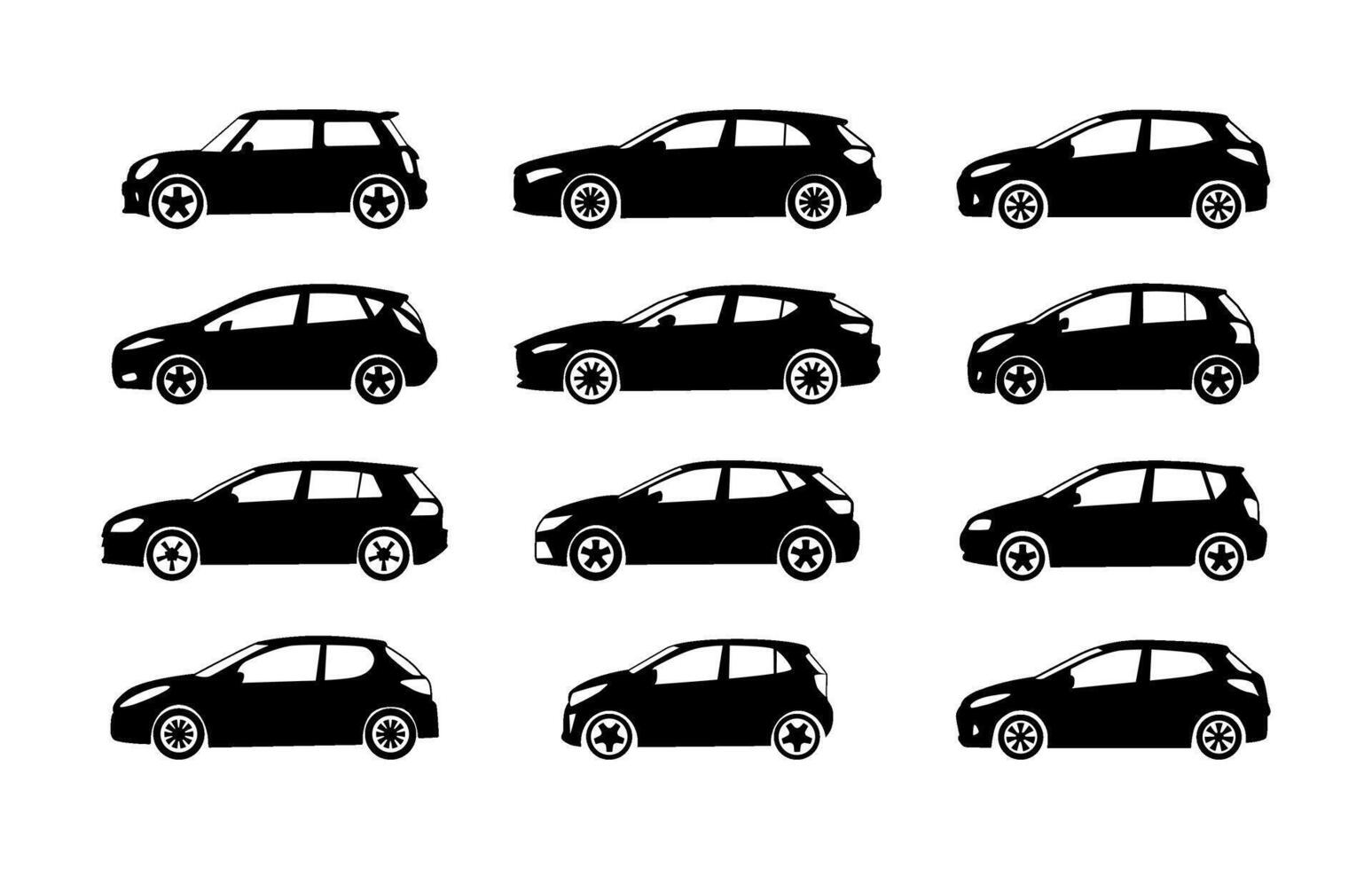 collection car icon silhouette side view vector