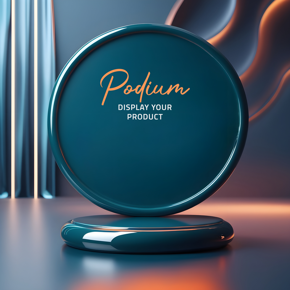 Turquoise podium with orange backlight psd