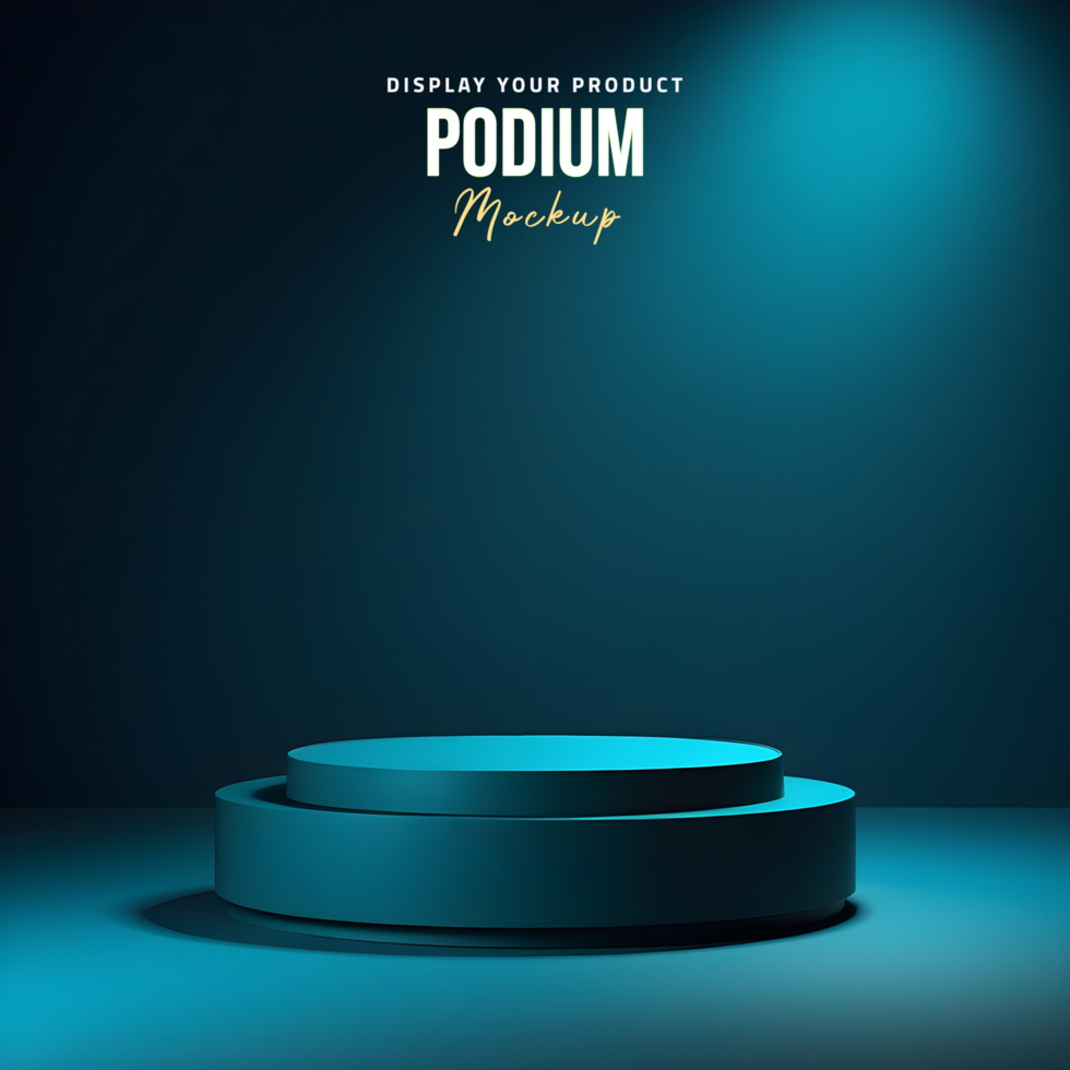 Turquoise podium stand for product display psd