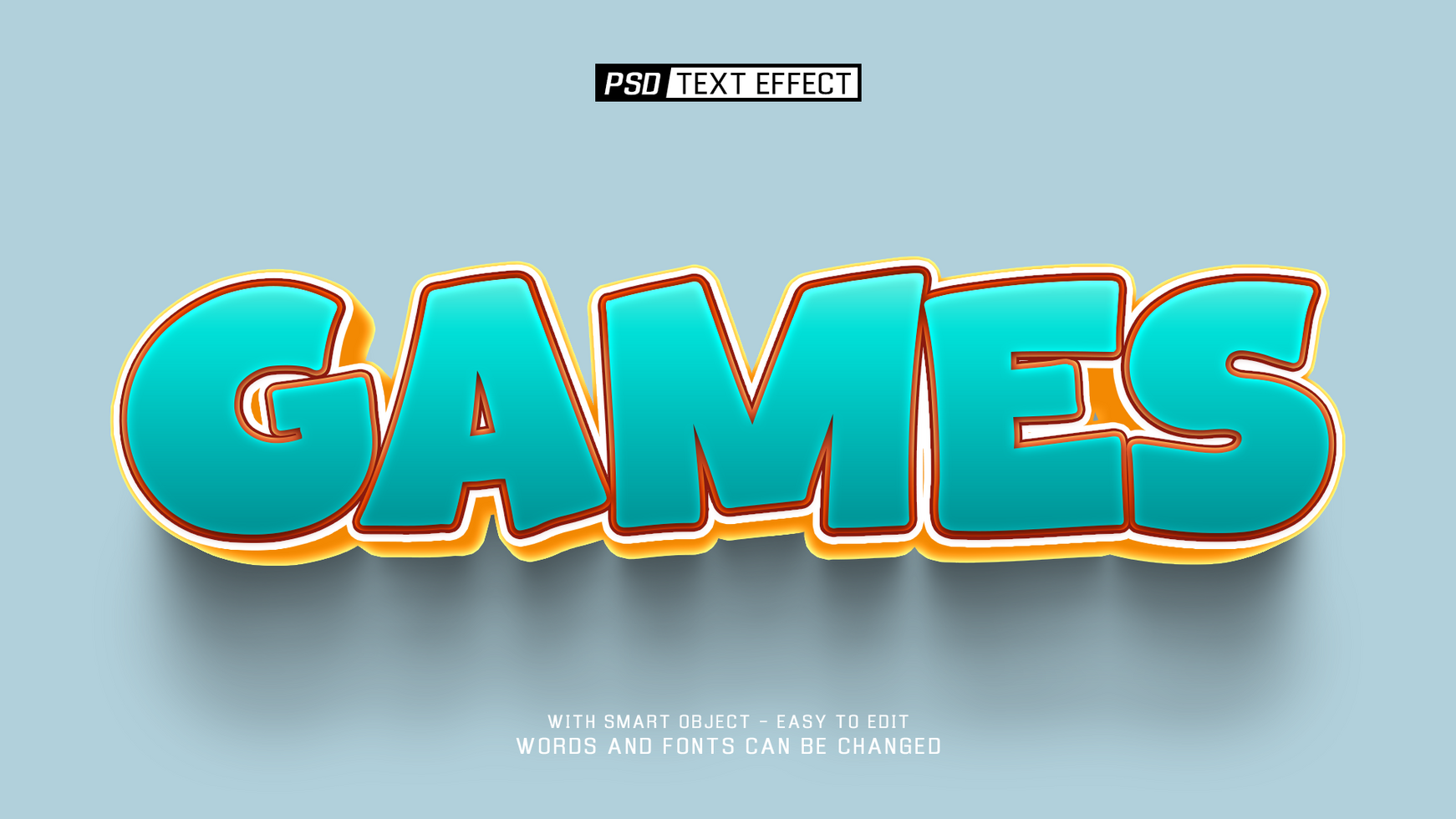 games 02 3d text effect psd