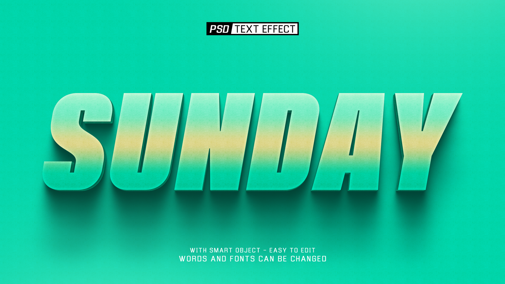 sunday 3d text effect psd