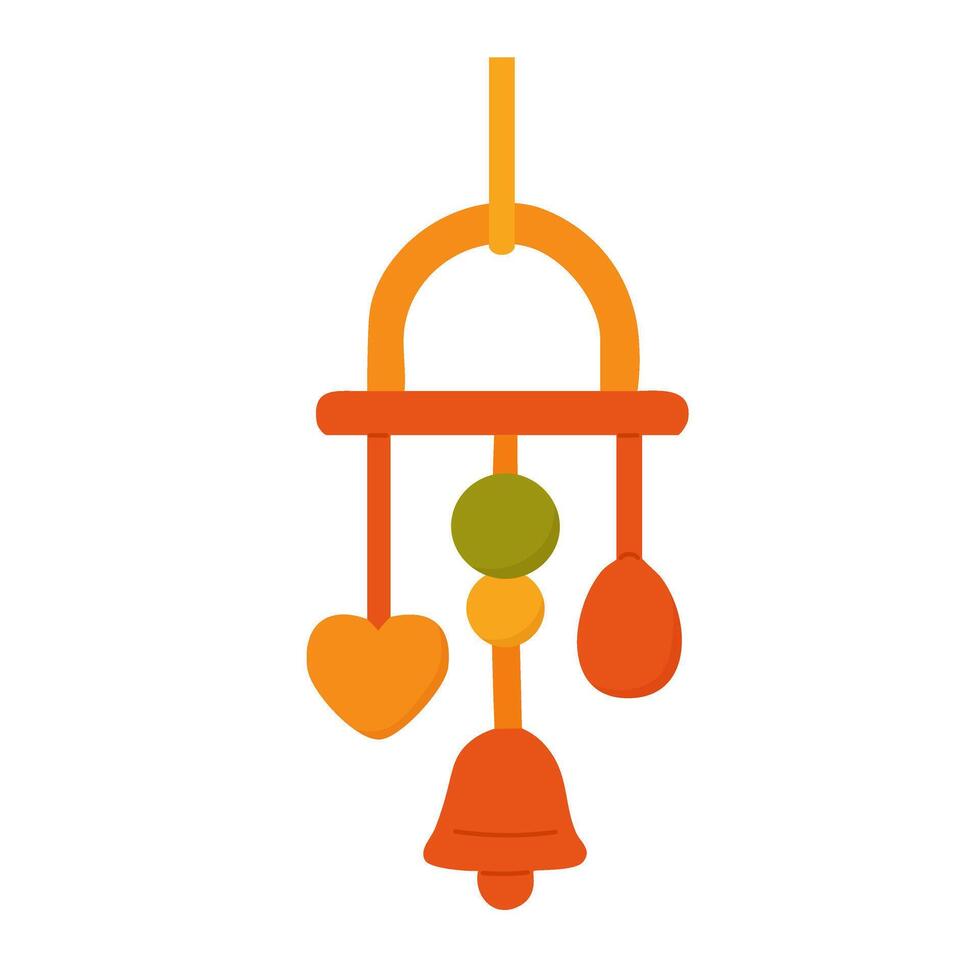 Flat toy with bell and shapes for exotic parrots. Cute cartoon cage accessory clipart. vector
