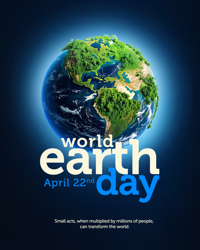 Dark Blue Glow World Earth Day Social Media Post psd