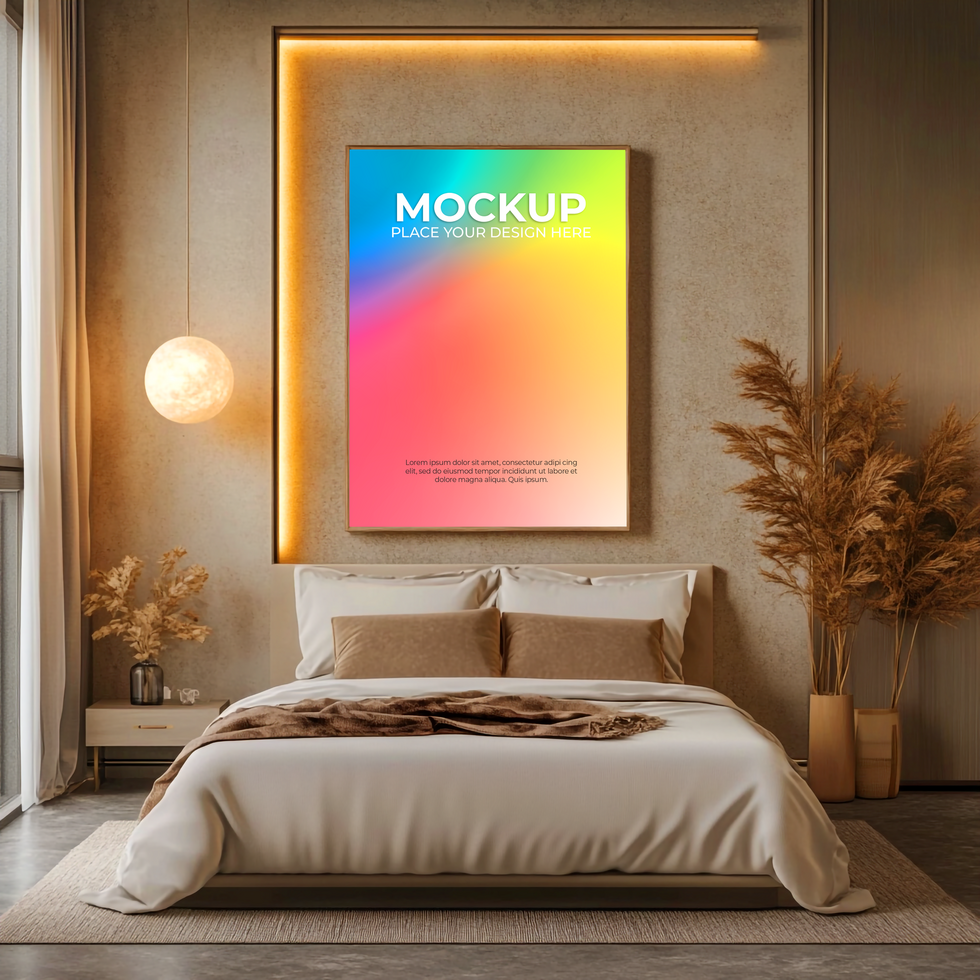 Picture Frame Mockup with Warm Lighting psd