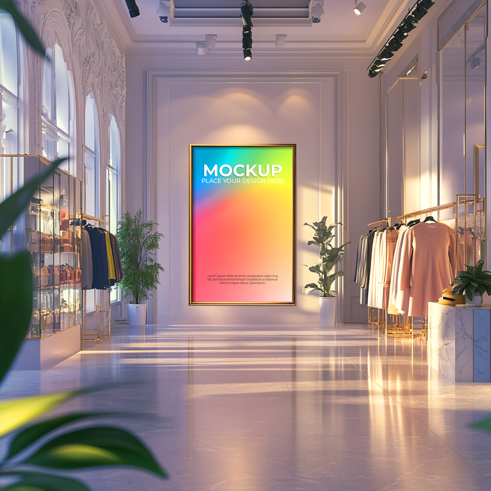 Modern Wall Display with Picture Frame psd