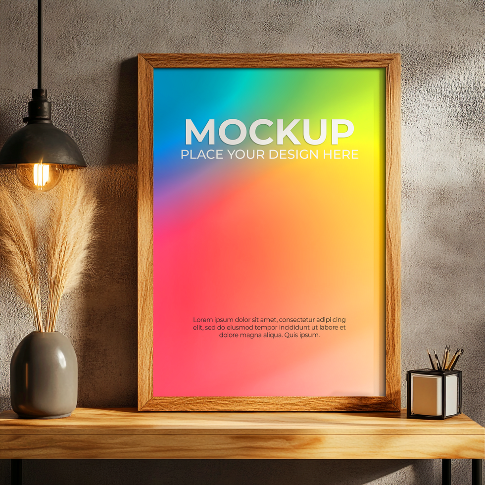 Cozy Wall Decor Mockup with Frame psd