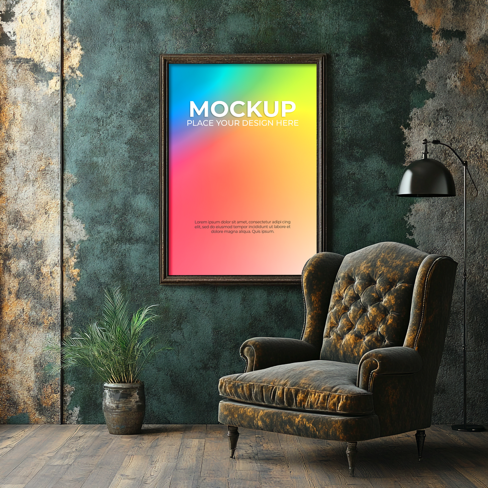 Blank Frame with Modern Home Decor psd