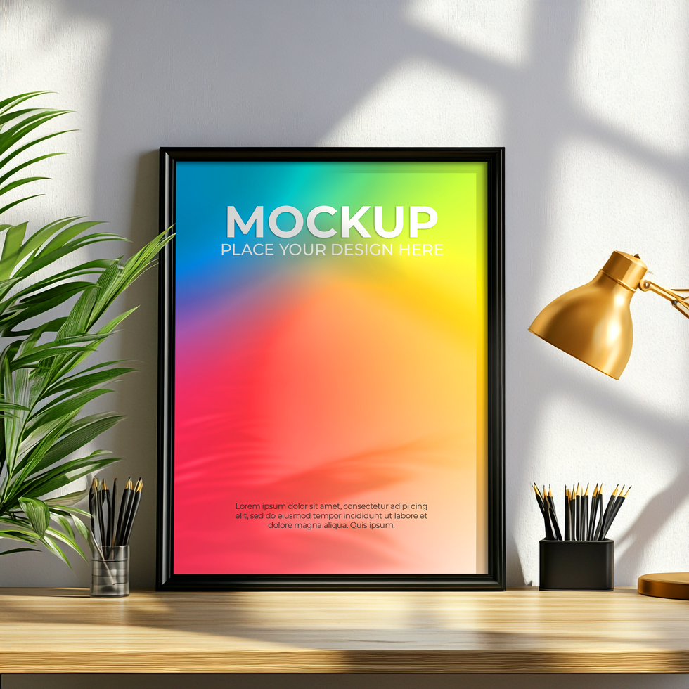 Contemporary Frame Layout in Room Setup psd