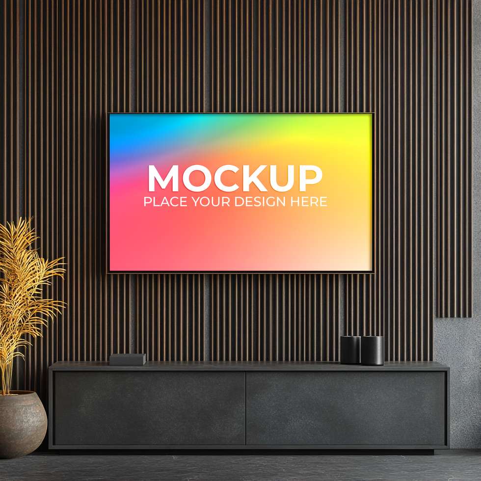 Living Room Scene with Artistic Frame psd
