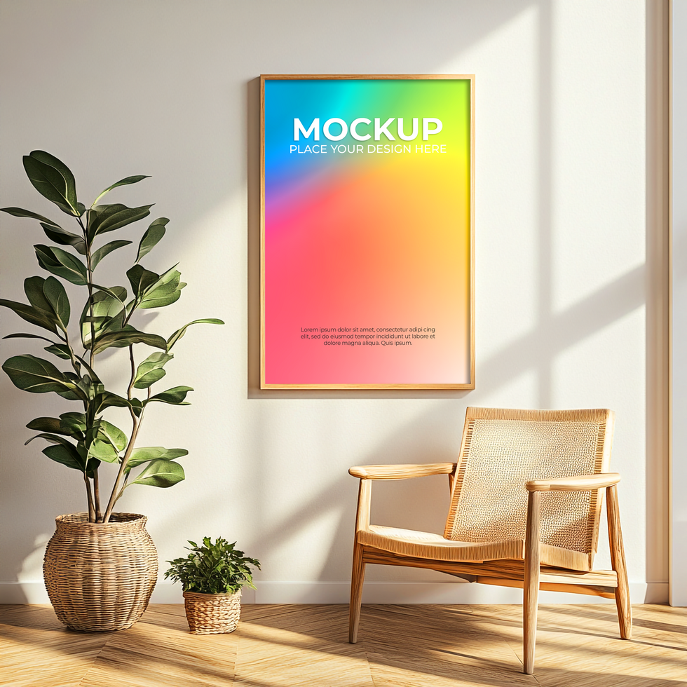 White Frame on Plain Wall for Art Display psd