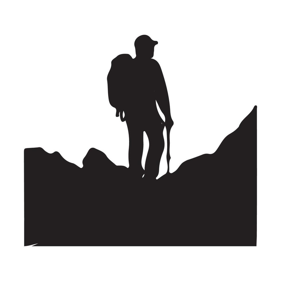 Mountain Hiking or Hiker Silhouette vector