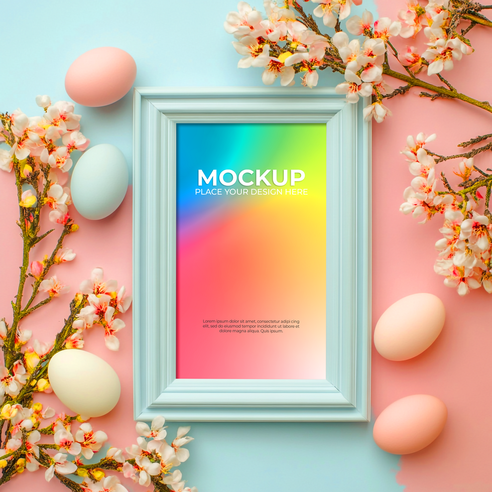 Vertical Blank Frame on White Wall psd