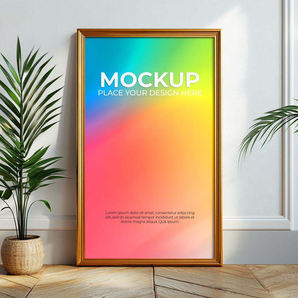 Picture Frame in Realistic Room Setting psd