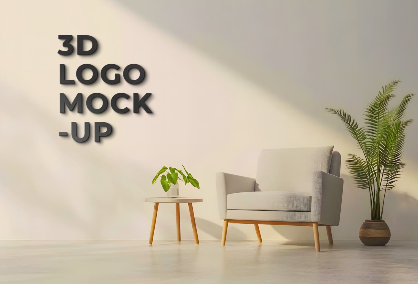 Realistic 3D logo mockup with furniture setting psd