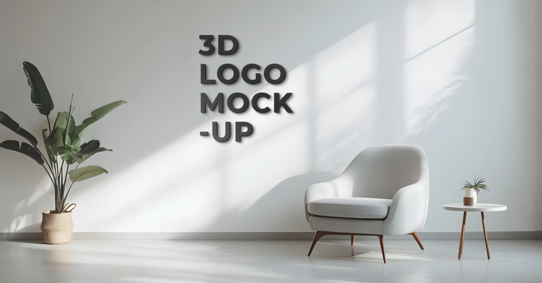Modern room mockup with table and chair for logo display psd