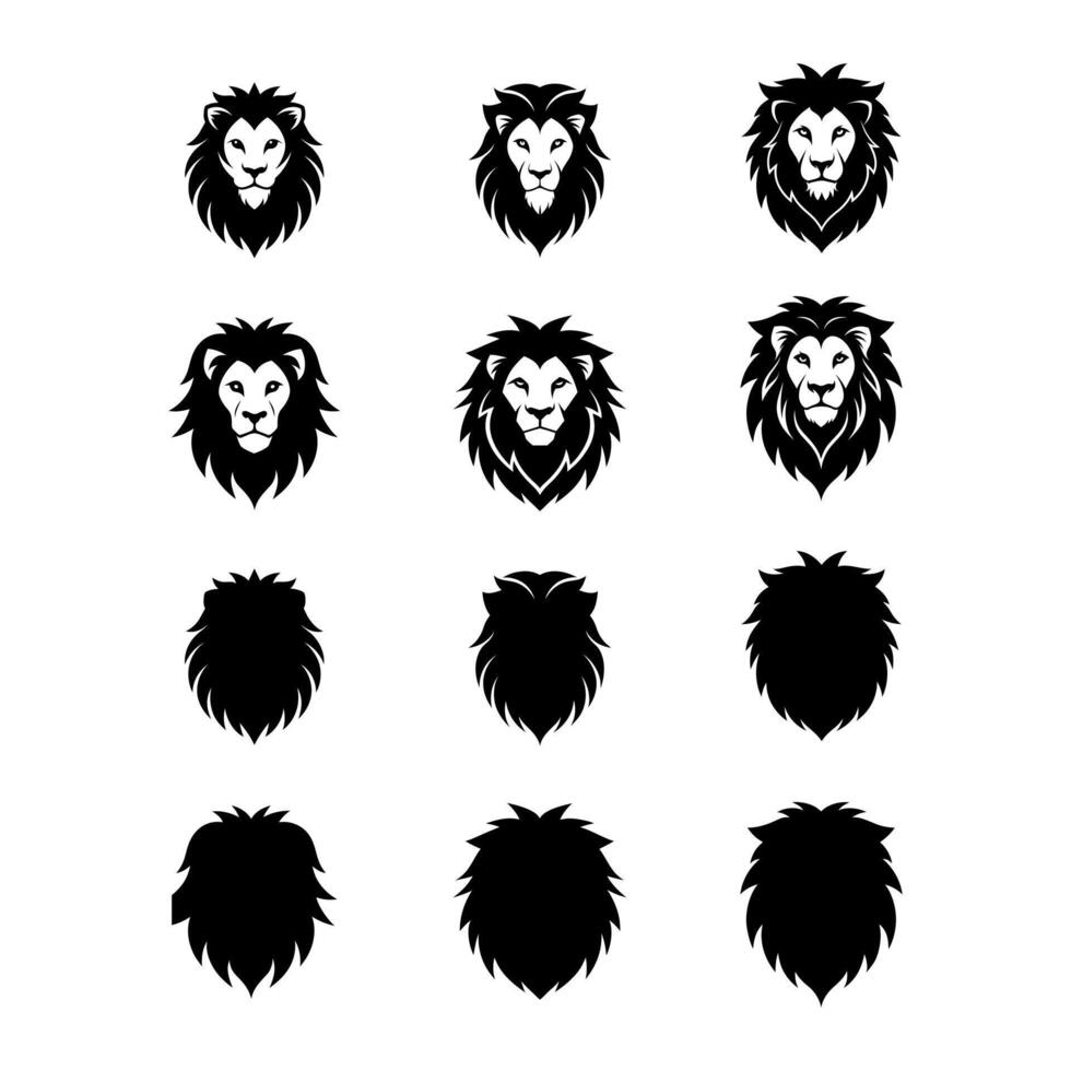 lion head icon set illustration vector