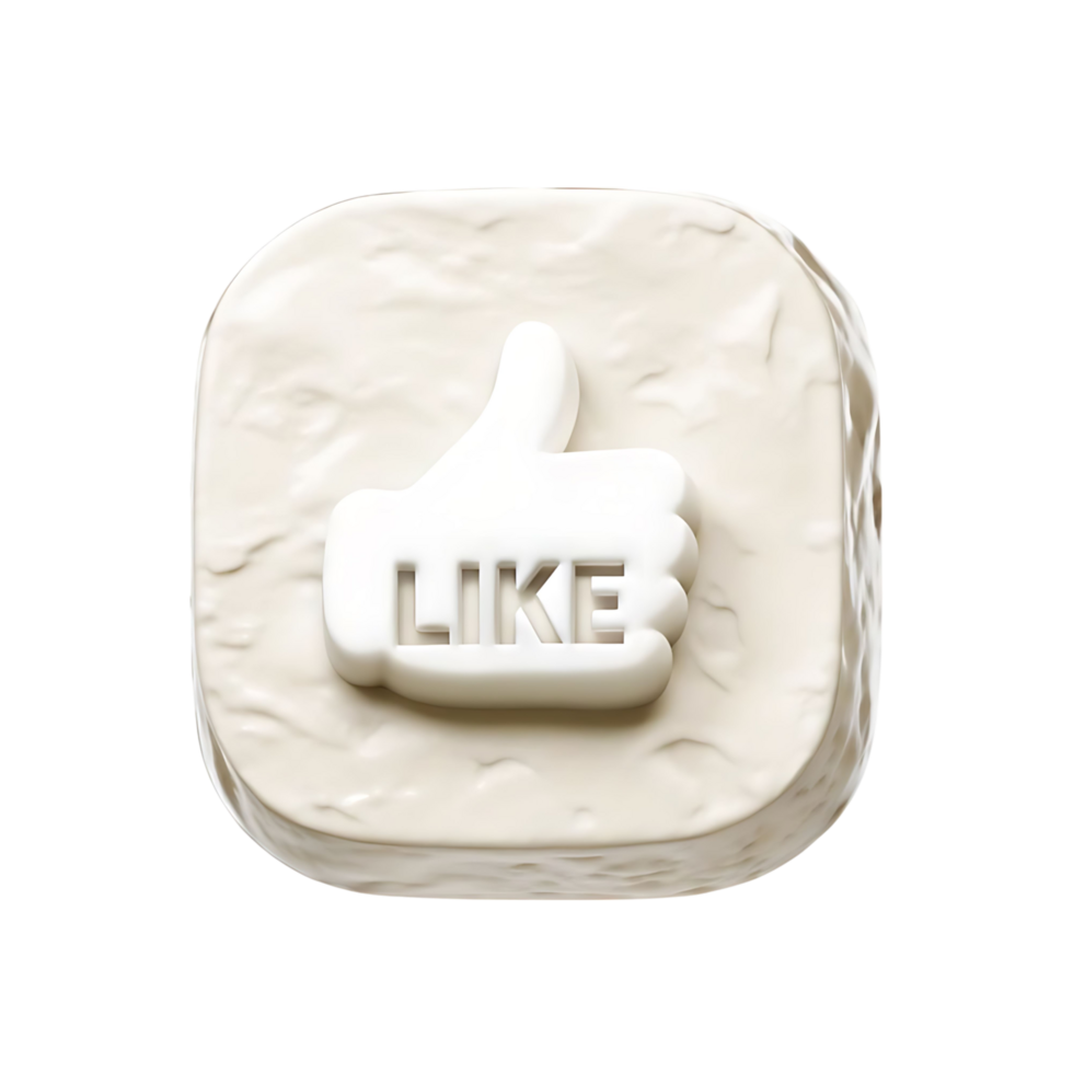 A white button with the word like on it png