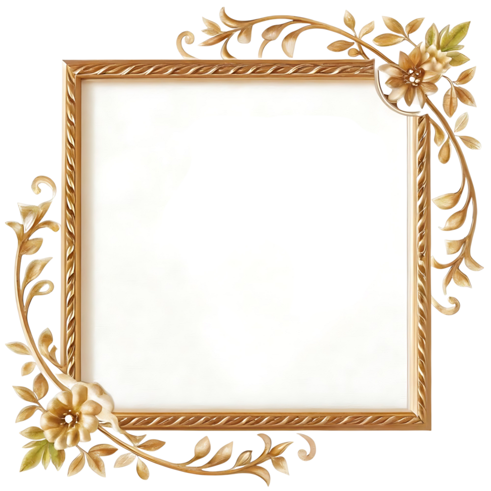 Ornate Golden Frame with Silhouette of an Island png