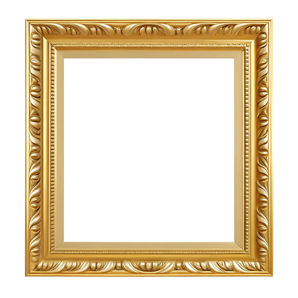 Ornate Gold Picture Frame Isolated on transparent Background A Luxurious Decorative Element for Artwork Display Elegant and Refined Design Ideal for Gallery or Home Decor png