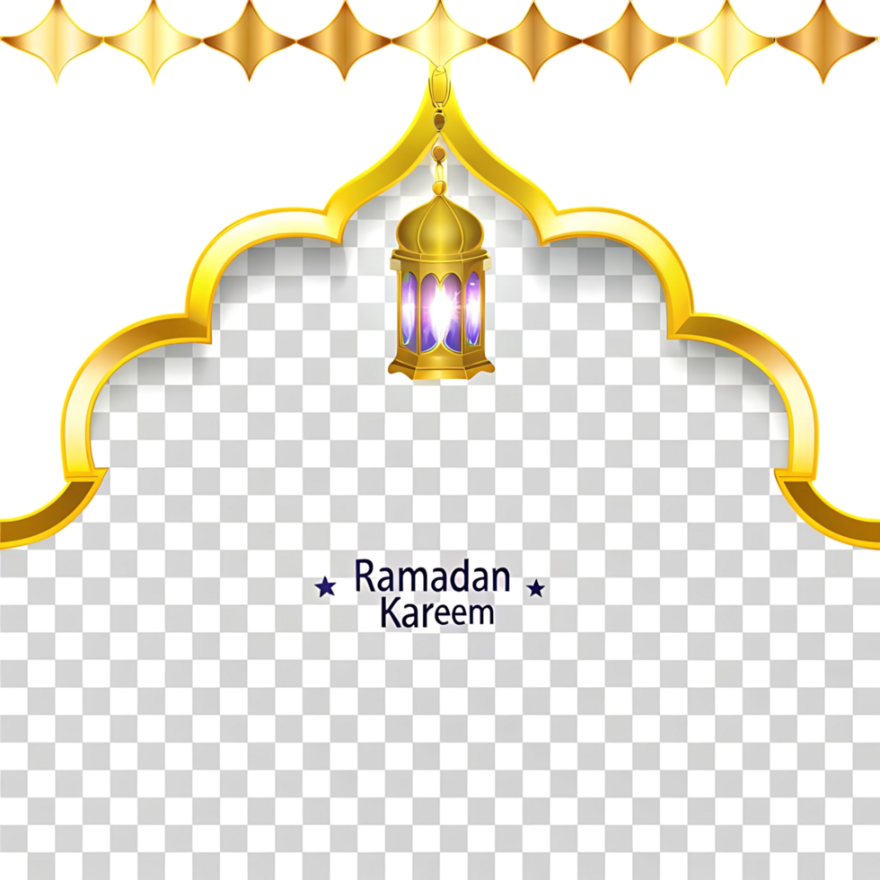 Elegant Ramadan Kareem Greeting Card with Golden Arch and Lantern png