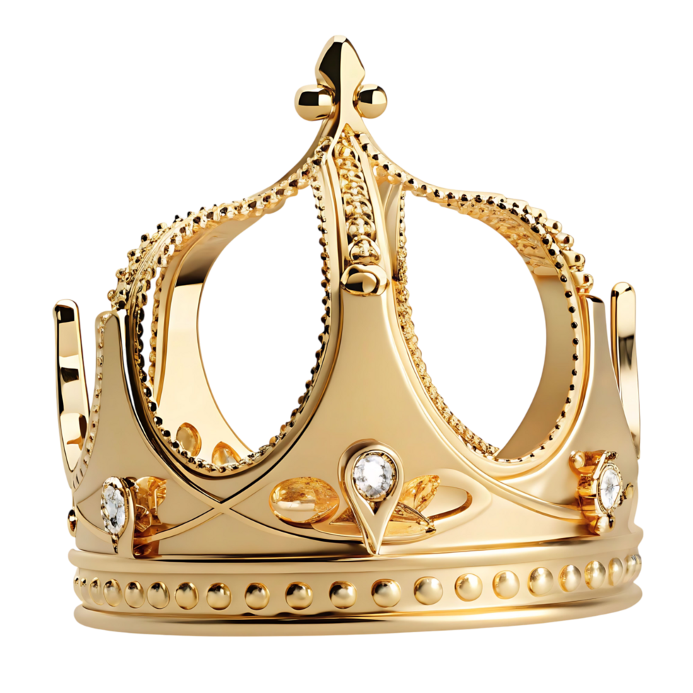 A Stunning Gold Crown with Intricate Details and Sparkling Diamonds png