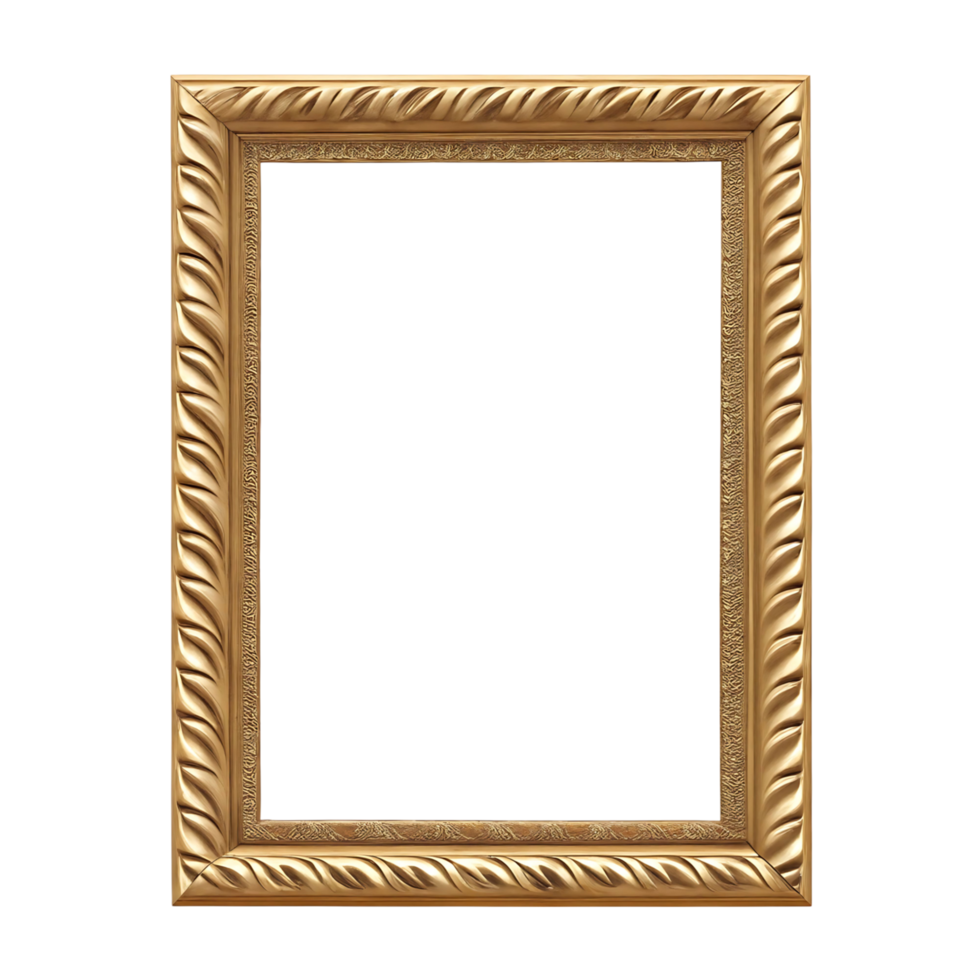 Elegant Gold Picture Frame with Intricate Rope Design for Artwork Display png
