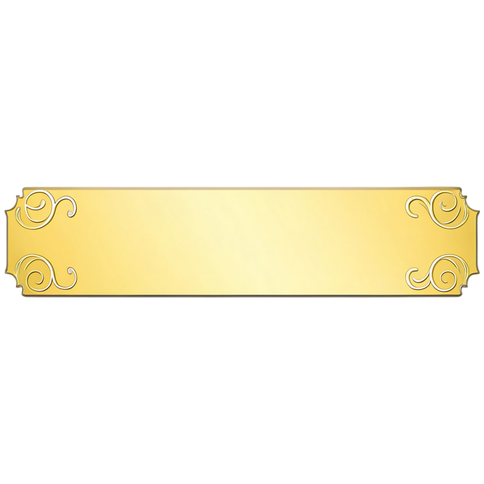 Elegant Gold Rectangular Plate with Ornate Swirls Design Perfect for Awards Presentations or Certificates png