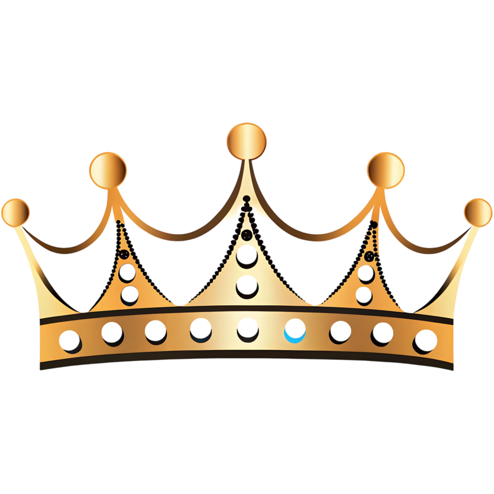 A Golden Crown with transparent and Blue Accents on a transparent Background Regal Symbol of Power and Royalty png