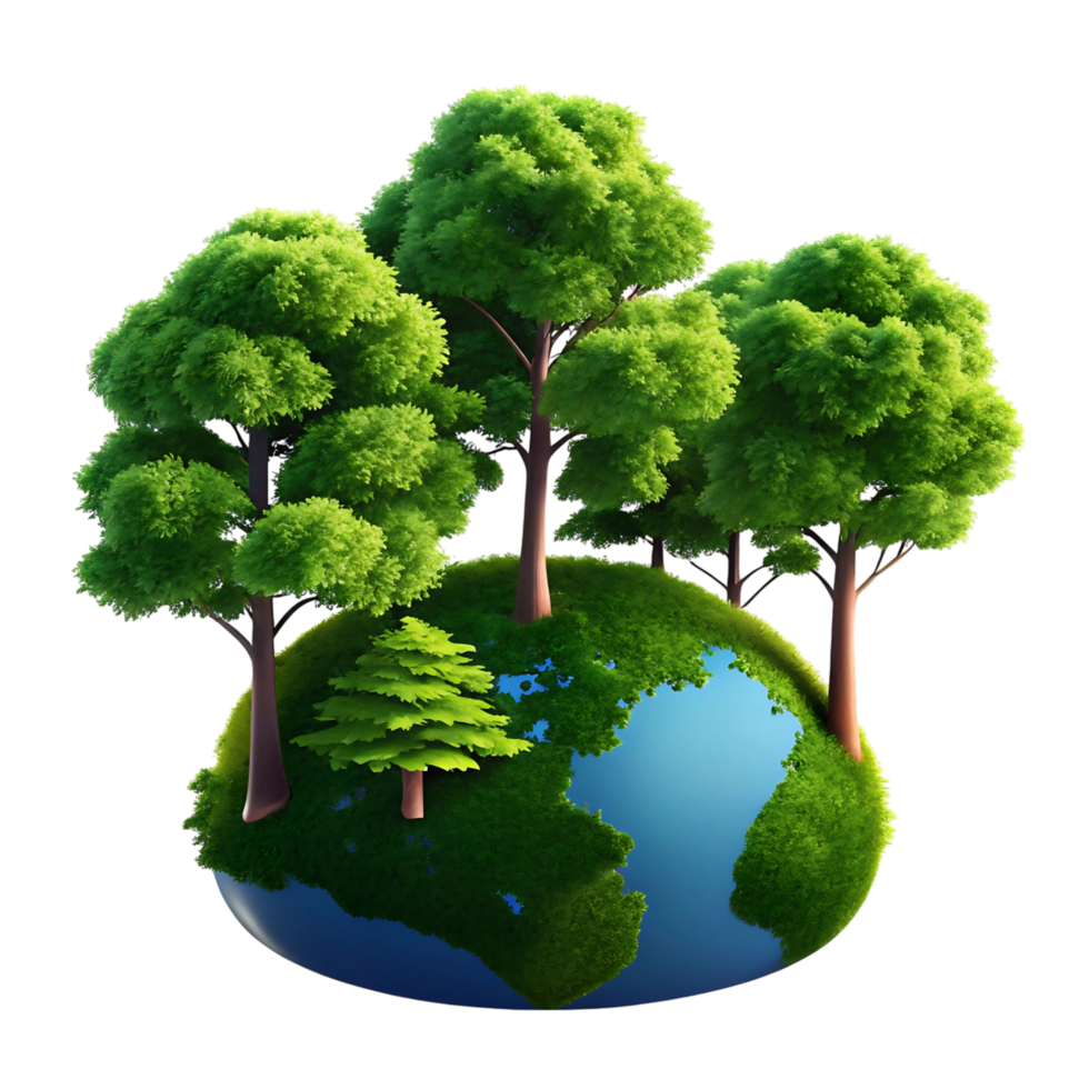 An image of a green earth with trees png
