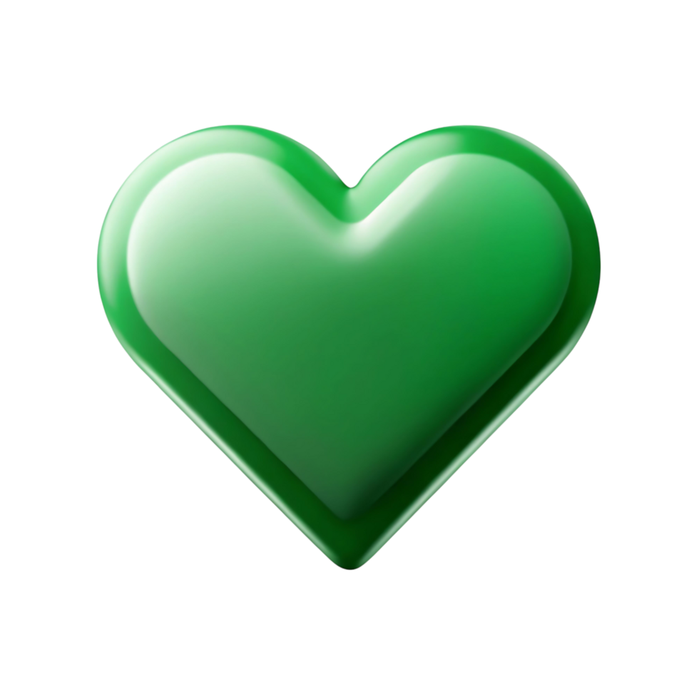 A vibrant green heart shape on a transparent background a symbol of love nature and environmentalism png