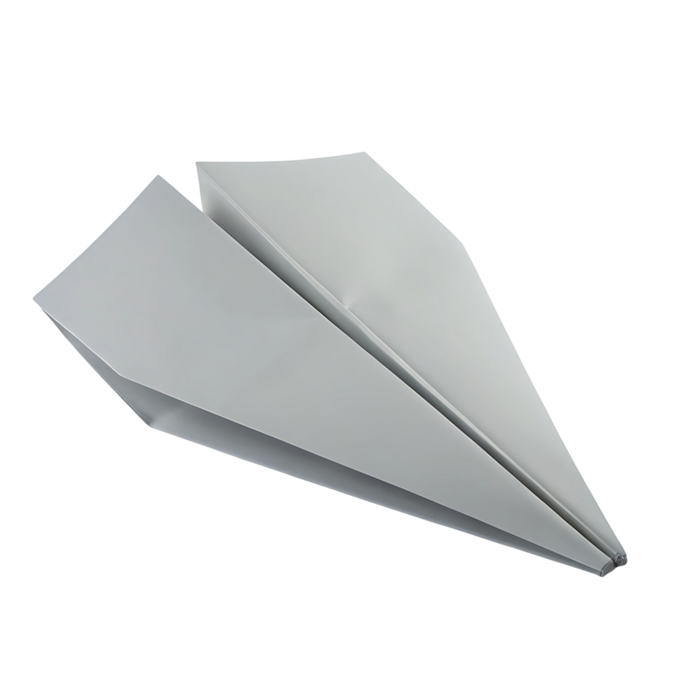 A Detailed Closeup of a Simple Paper Airplane on transparent Background png