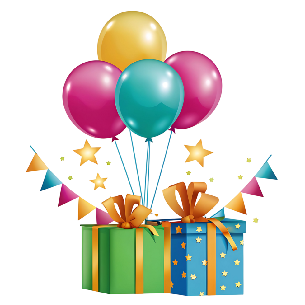 Colorful Balloons and Gift Boxes Birthday Celebration Party png