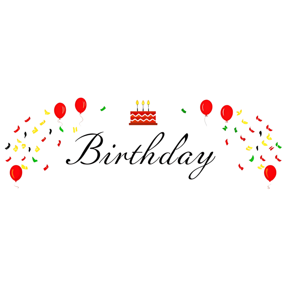 Birthday banner with balloons and confetti png