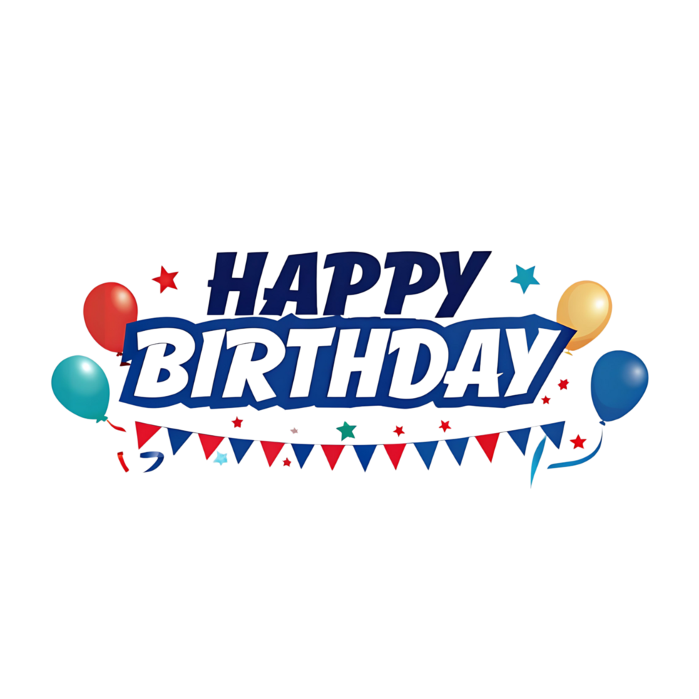 Happy Birthday Celebration with Balloons and Bunting Festive Design png