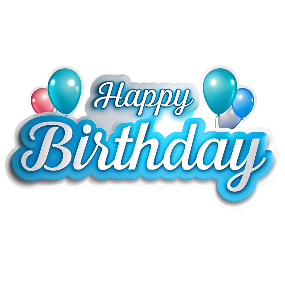 Happy Birthday Celebration with Blue and Pink Balloons Festive Design png