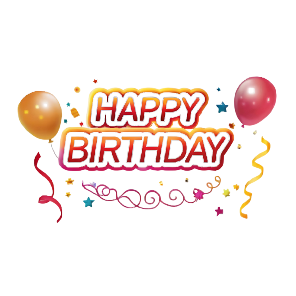 Happy Birthday Celebration with Balloons Confetti and Ribbons Festive Design png