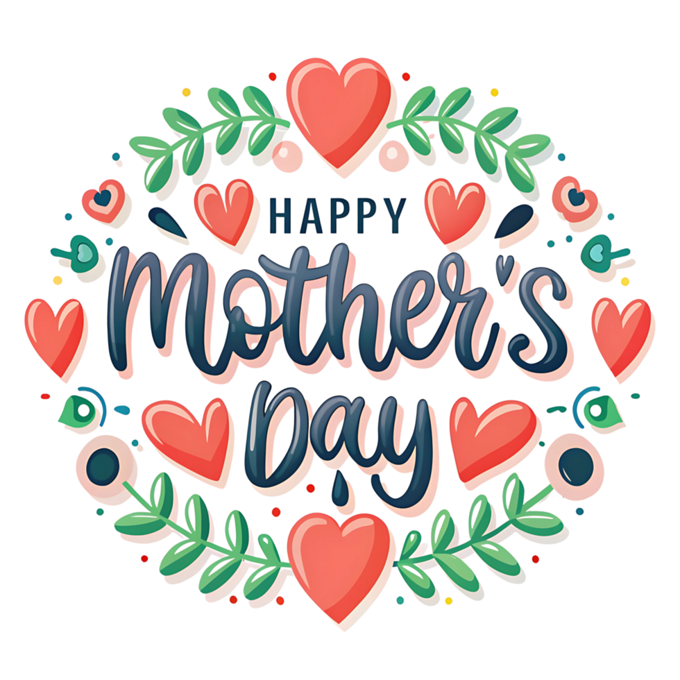 Happy Mothers Day lovely floral design with hearts png