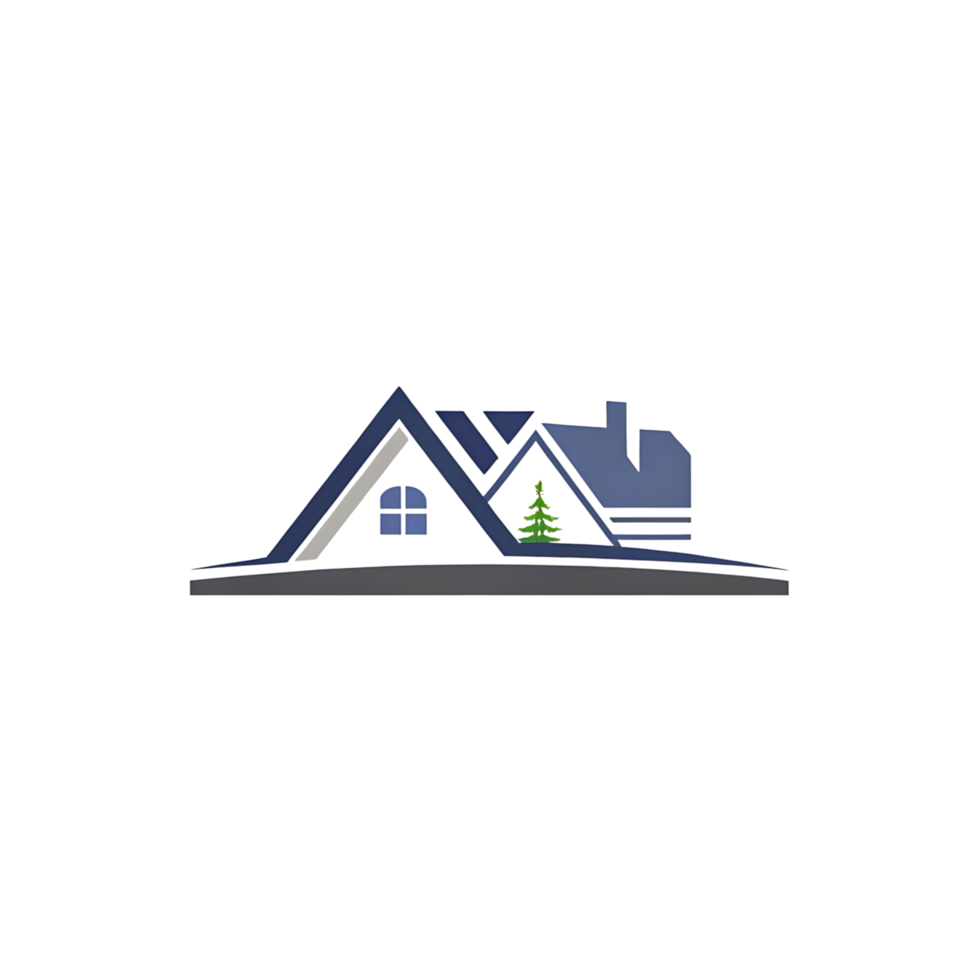 Stylized House with Tree Logo Design Modern Real Estate Property Home Building Architecture png