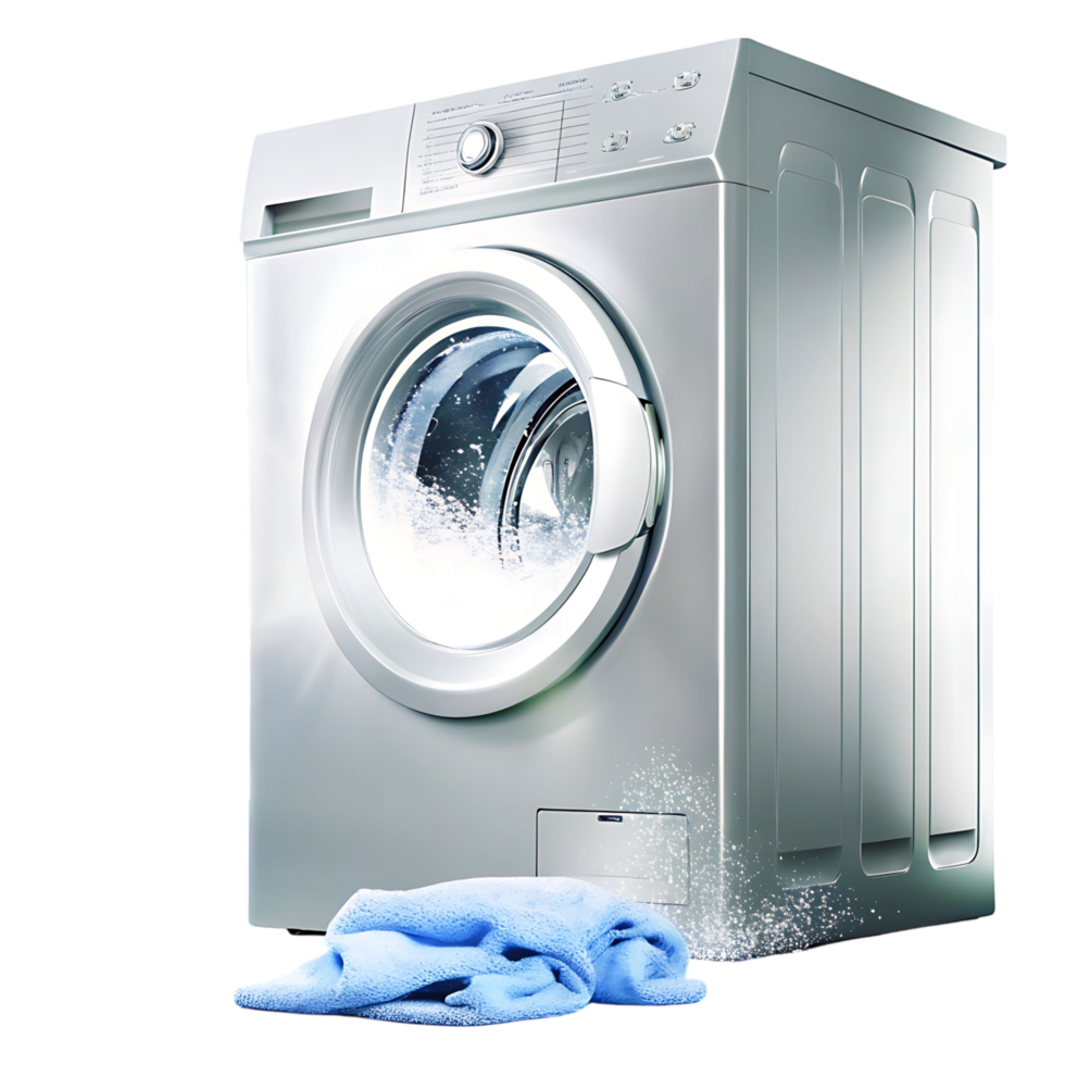 Modern Silver Washing Machine Cleaning Clothes Efficiently and Effectively png