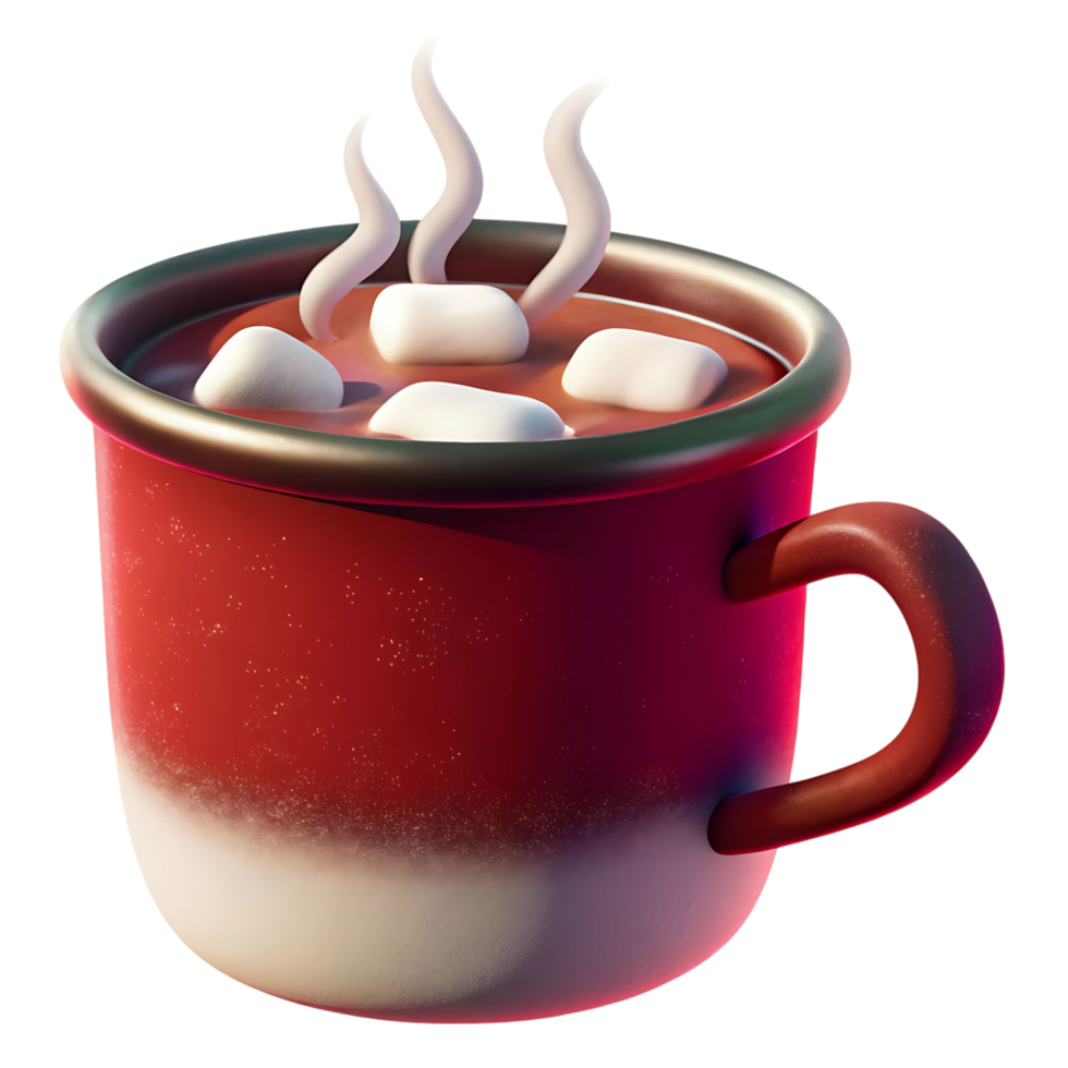 A Delicious Cup of Hot Chocolate with Marshmallows Steaming on a transparent Background Winter Drink Cozy Beverage Sweet Treat Warm Holiday Cheer Festive Mug png