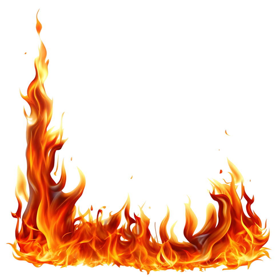 Fiery Corner Design Element Intense Burning Flames Bright Orange and Yellow Hues Dramatic Fire Graphic png