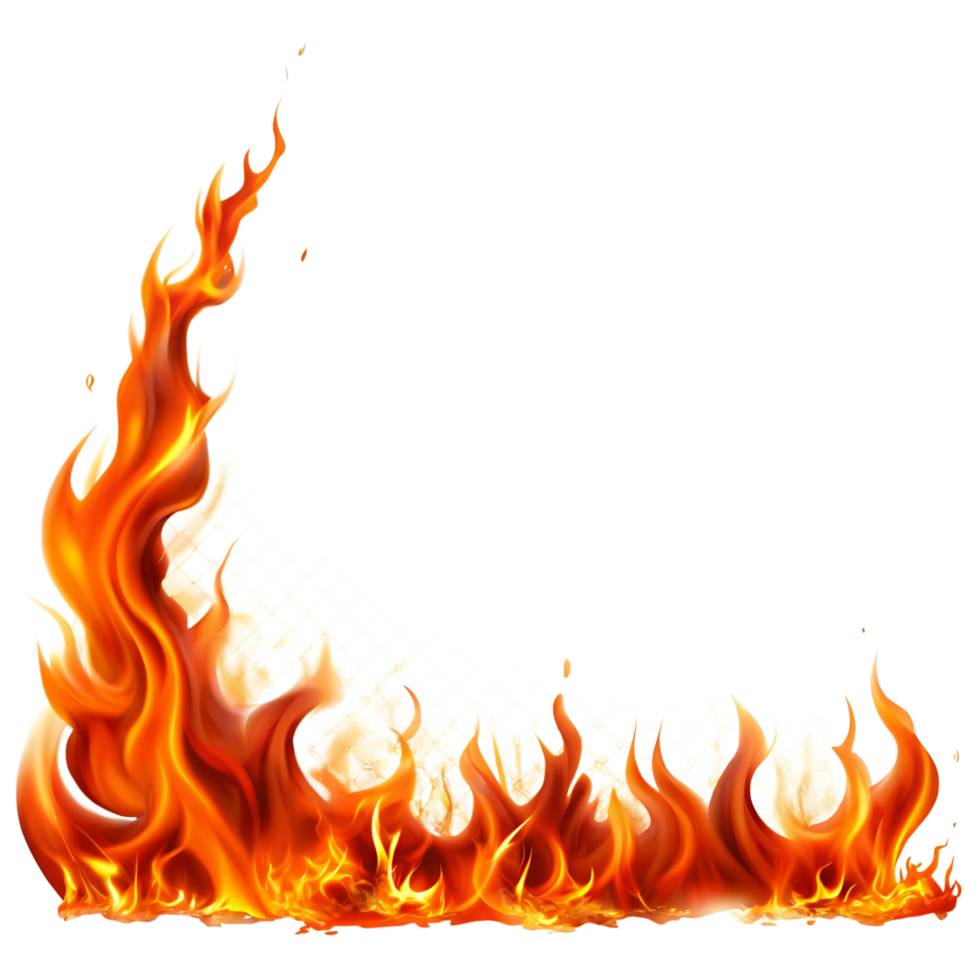 Fiery Inferno Burning Brightly with Orange and Yellow Flames Against a transparent Background png