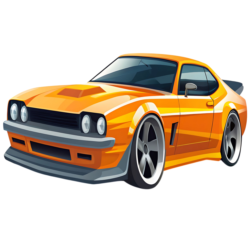 Orange Custom Muscle Car Digital Art Graphic Design png