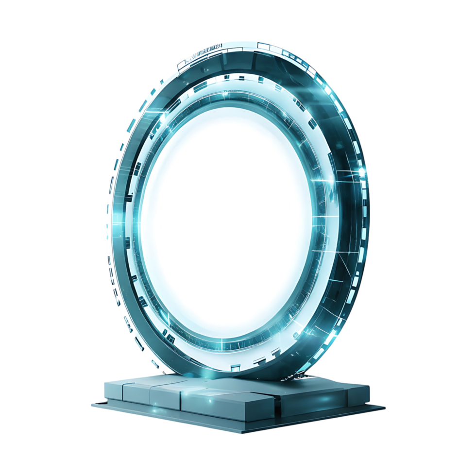 Futuristic Circular Portal Gateway Sci Fi Technology 3D Render Digital Art png