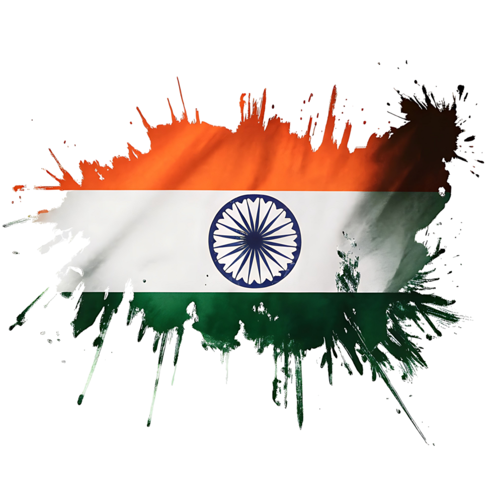 Splattered Indian Flag Abstract Art Graphic Design png