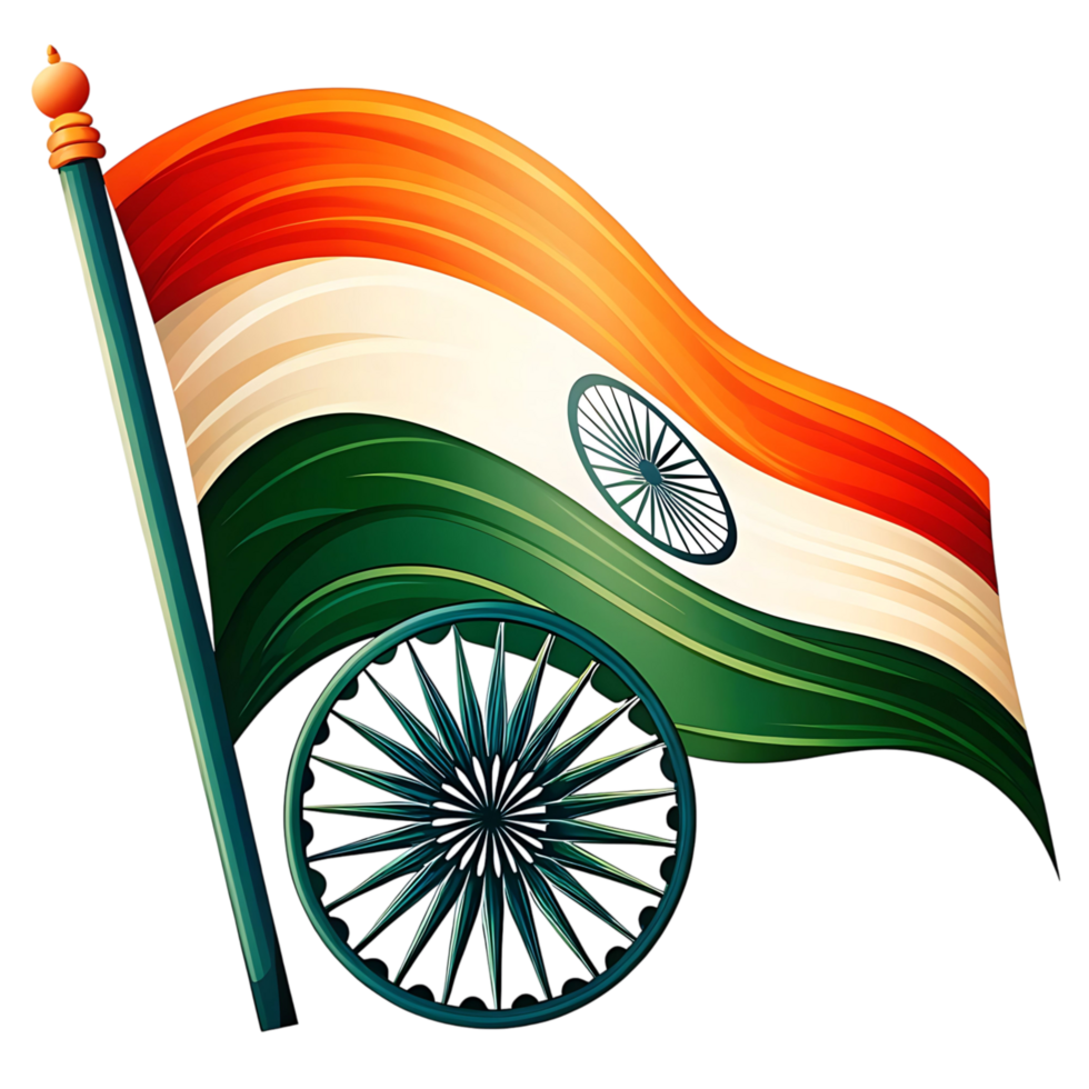 Majestic Indian Flag Waving with Ashoka Chakra Symbol National Pride Patriotism png