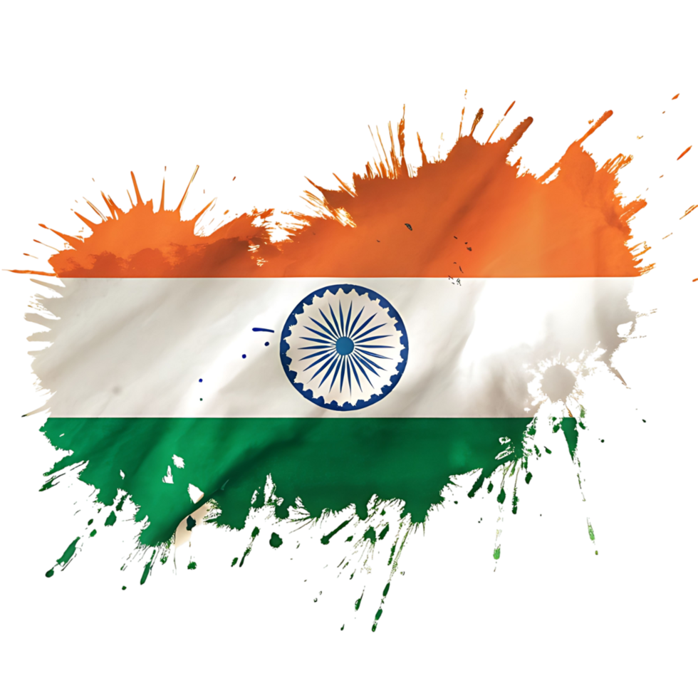 Splattered Indian Flag Artistic Representation of Indian National Flag with Paint Splatter Effect png