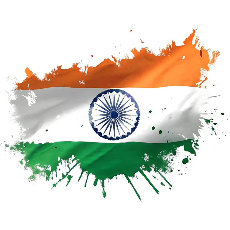 Vibrant Indian Flag in Splatter Paint Design Artistic Representation of National Pride png